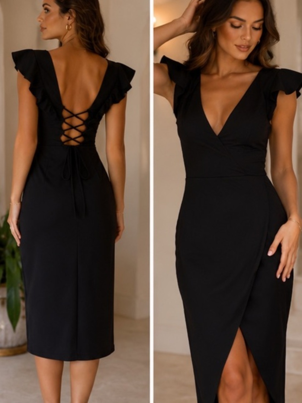 Black Cocktail Dress Midi